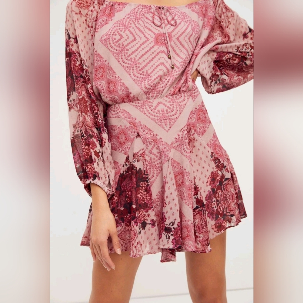 Free People Bohemian Pink Floral‎ Dress